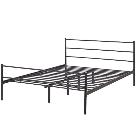 Alina Queen Platform Bed Frame, Queen Size, Metal Steel, Brown, 14439