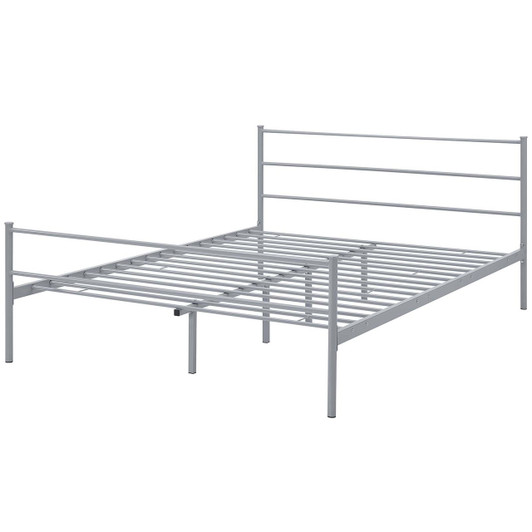 Alina Queen Platform Bed Frame, Queen Size, Metal Steel, Grey Gray, 14440
