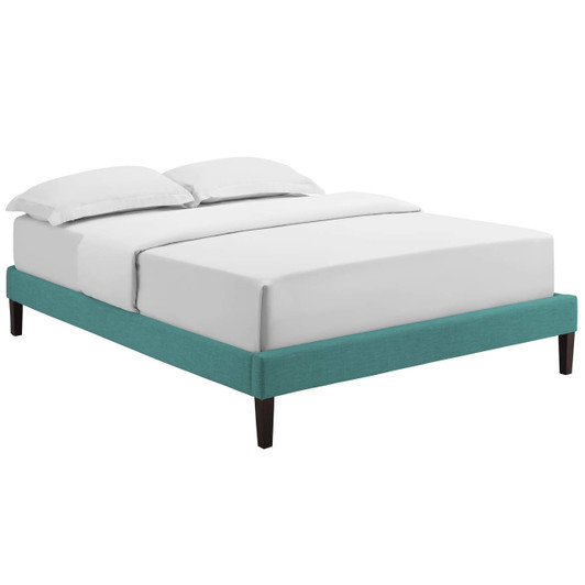 Tessie King Fabric Bed Frame with Squared Tapered Legs, King Size, Fabric, Aqua Blue, 14497
