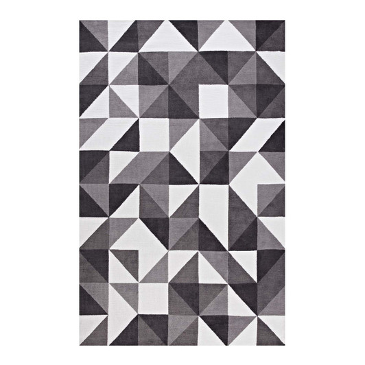 Kahula Geometric Triangle Mosaic 8x10 Area Rug, Fabric, Multi Gray Grey 14765