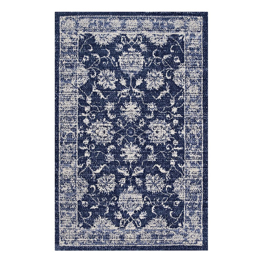 Kazia Distressed Floral Lattice 5x8 Area Rug, Fabric,  Multi Blue 14780