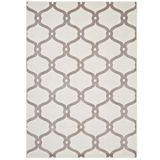 Beltara Chain Link Transitional Trellis 5x8 Area Rug, Fabric, Multi Ivory White 14897