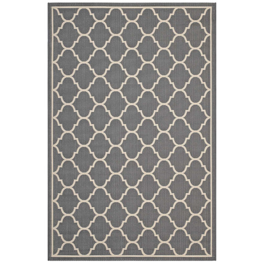 Avena Moroccan Quatrefoil Trellis 8x10 Indoor and Outdoor Area Rug, Fabric, Grey Gray 14924