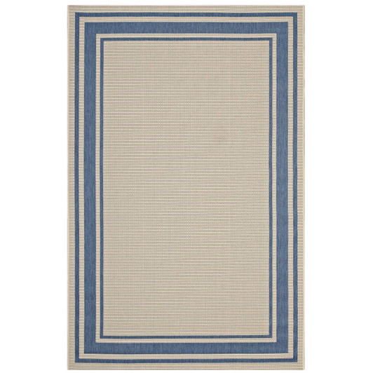 Rim Solid Border Borderline 5x8 Indoor and Outdoor Area Rug, Fabric, Multi Beige 14941