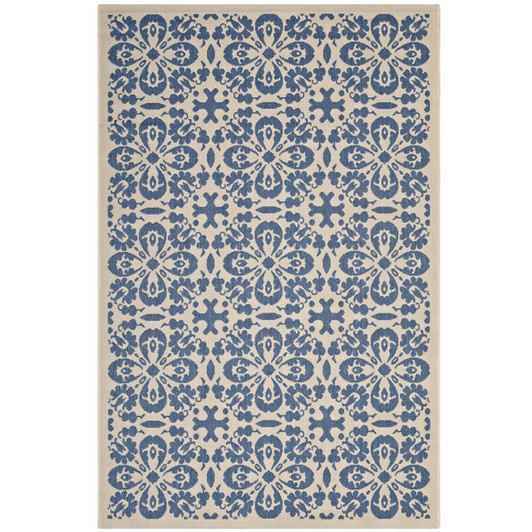 Ariana Vintage Floral Trellis 5x8 Indoor and Outdoor Area Rug, Fabric, Multi Blue 14955