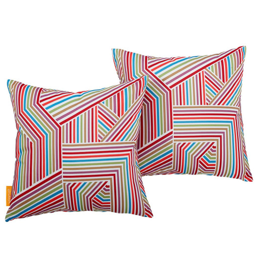 Modway Two Piece Outdoor Patio Pillow Set, Fabric, Multi Colorful 15125