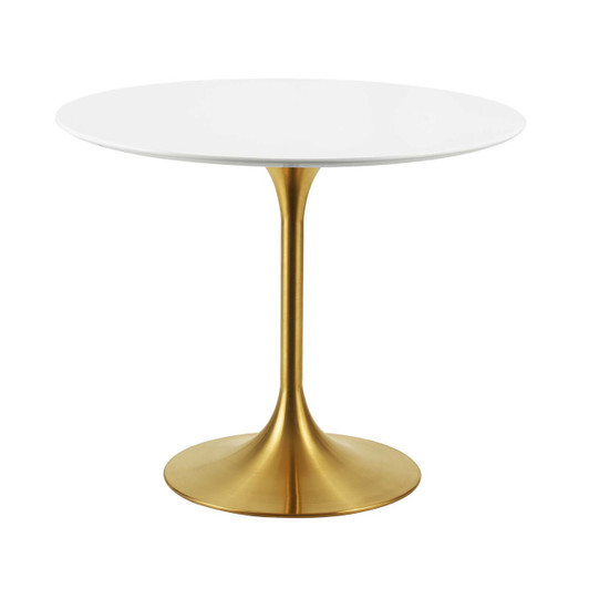 Lippa 36" Round Dining Table, Metal Steel Wood, Gold White 15203 Lippa 36" Round Dining Table, Metal Steel Wood, Gold White 15203
