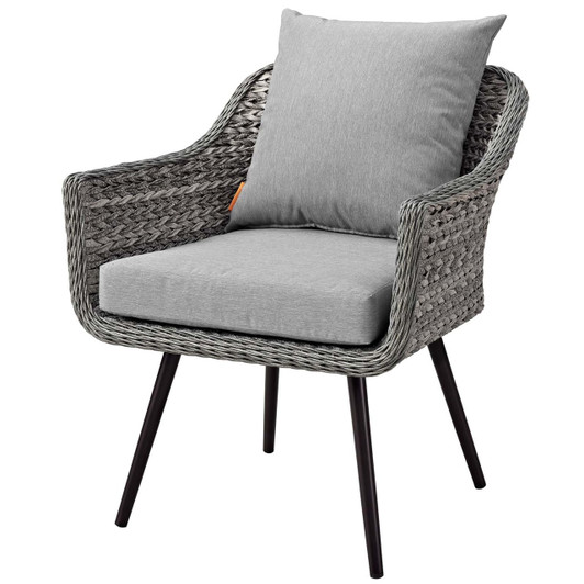 Endeavor Outdoor Patio Wicker Rattan Armchair, Rattan Wicker Aluminum Metal, Grey Gray 15318