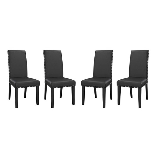 Parcel Dining Side Chair Vinyl Set of 4, Faux Vinyl Leather, Black 15478