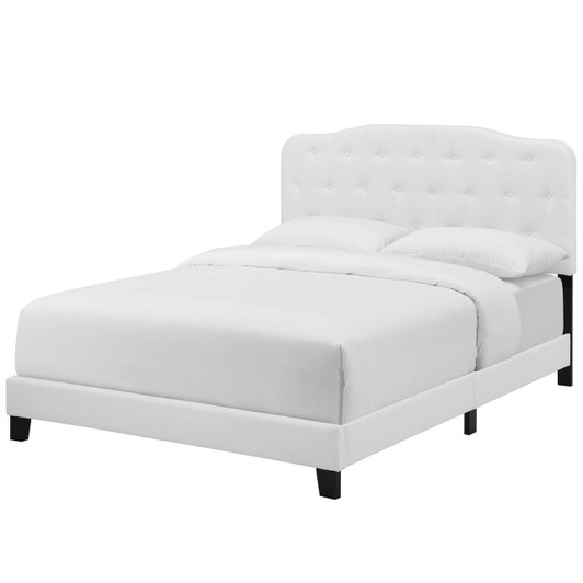 Amelia Full Upholstered Fabric Bed, Full Size, Fabric, White, 15490