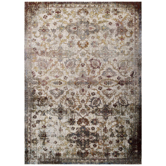 Success Kaede Distressed Vintage Floral Moroccan Trellis 8x10 Area Rug, Fabric, Multi Colorful 15596