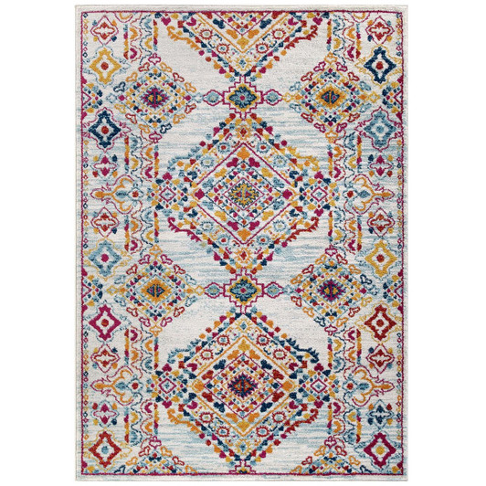 Entourage Khalida Distressed Vintage Floral Lattice 5x8 Area Rug, Fabric, Antique  Orange 15627
