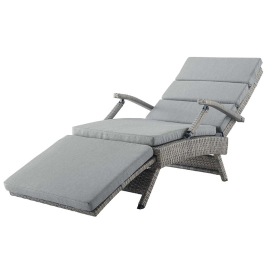 Envisage Chaise Outdoor Patio Wicker Rattan Lounge Chair, Rattan Wicker, Grey Gray 15665