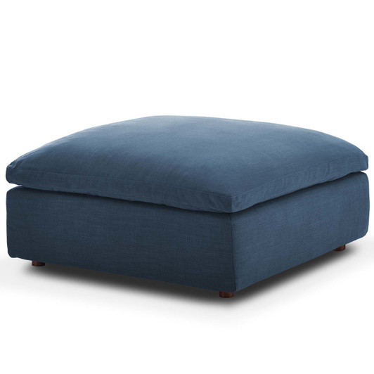 Commix Down Filled Overstuffed Ottoman, Fabric, Navy Blue 15706