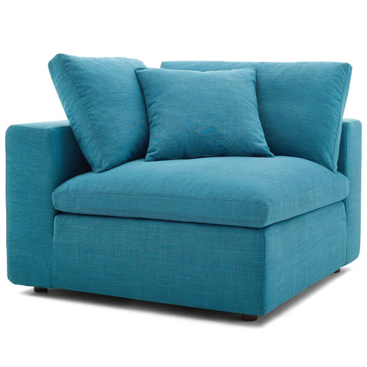 Commix Down Filled Overstuffed Corner Chair, Fabric, Aqua Blue 15714