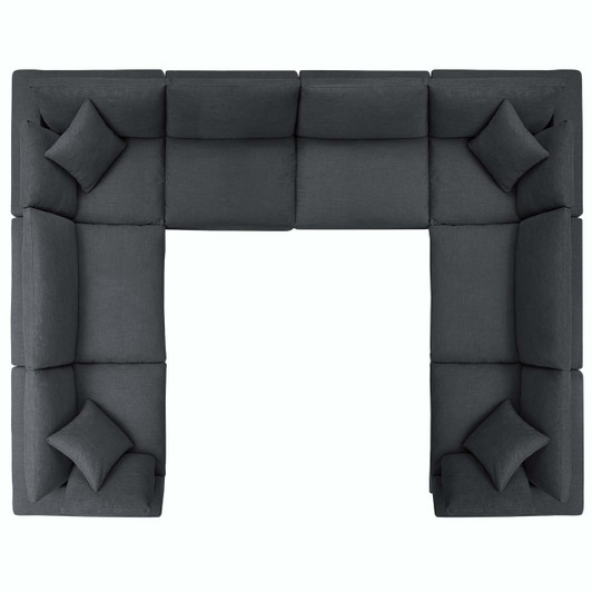 Commix Down Filled Overstuffed 8 Piece Sectional Sofa Set, Fabric, Grey Gray 15759