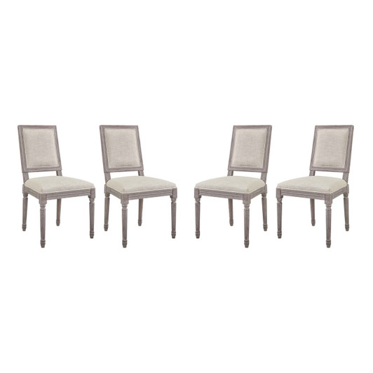Court Dining Side Chair Upholstered Fabric Set of 4, Fabric Wood, Beige 15834