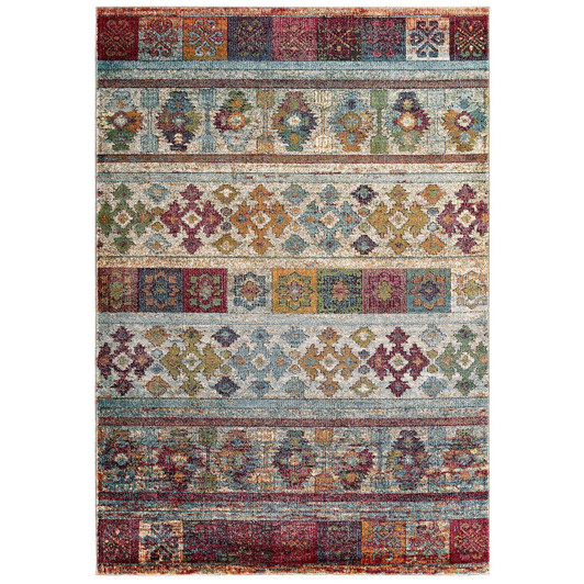 Tribute Nala Distressed Vintage Floral Lattice 5x8 Area Rug, Fabric, Multi Colorful 15937