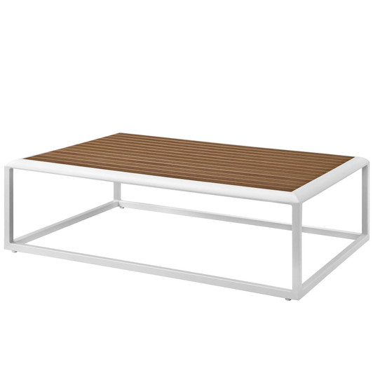 Stance Outdoor Patio Aluminum Coffee Table, Aluminum Faux Wood, White Natural, 17266