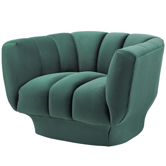 Entertain Vertical Channel Tufted Performance Velvet Armchair, Velvet Fabric, Green, 17302
