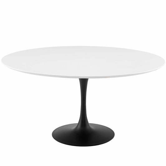 Lippa 60" Round Wood Dining Table, Wood Aluminum, Black White, 17477 Lippa 60" Round Wood Dining Table, Wood Aluminum, Black White, 17477