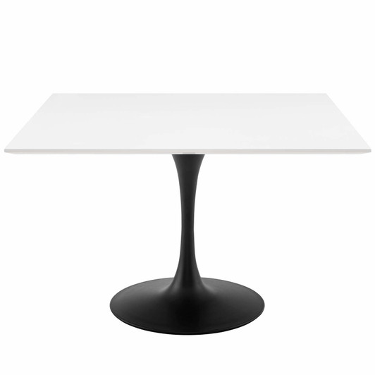 Lippa 47" Square Wood Top Dining Table, Wood Metal Steel, Black White, 17478