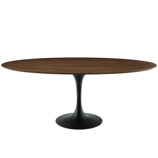 Lippa 78" Oval Wood Dining Table, Wood Aluminum, Black Walnut Brown, 17497