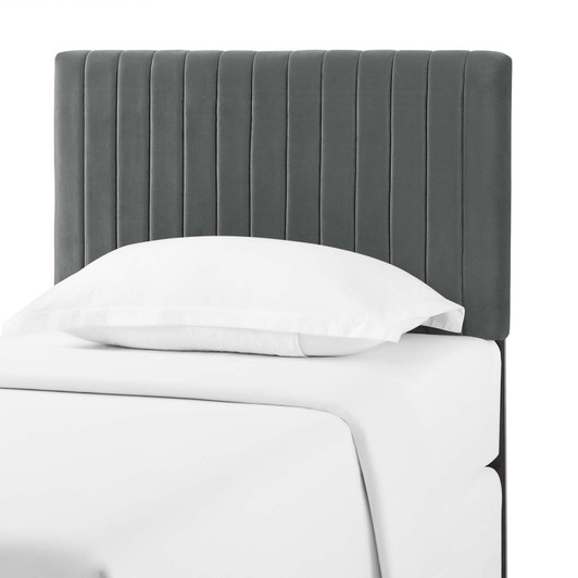 Keira Twin Performance Velvet Headboard, Velvet Fabric, Grey Gray, 17768