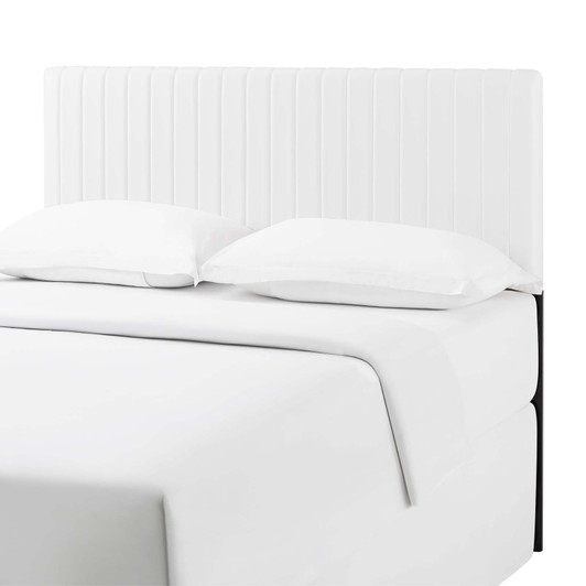 Keira Full/Queen Faux Leather Headboard, Faux Vinyl Leather, White, 17780