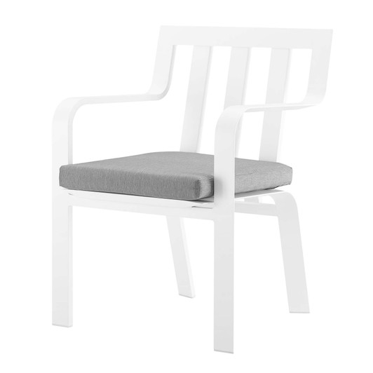Baxley Stackable Outdoor Patio Aluminum Dining Armchair, Fabric Aluminum, White Grey Gray, 17826 Baxley Stackable Outdoor Patio Aluminum Dining Armchair, Fabric Aluminum, White Grey Gray, 17826
