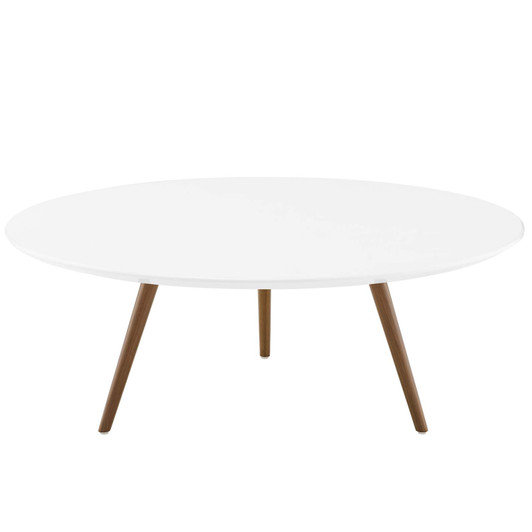 Lippa 40" Round Wood Top Coffee Table with Tripod Base, Wood Metal Steel, White Natural Walnut, 17887