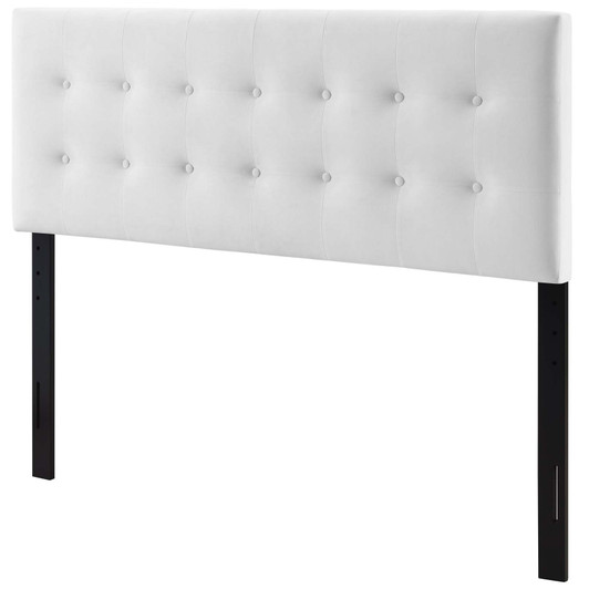 Emily Full Biscuit Tufted Performance Velvet Headboard, Velvet Fabric, White, 17917