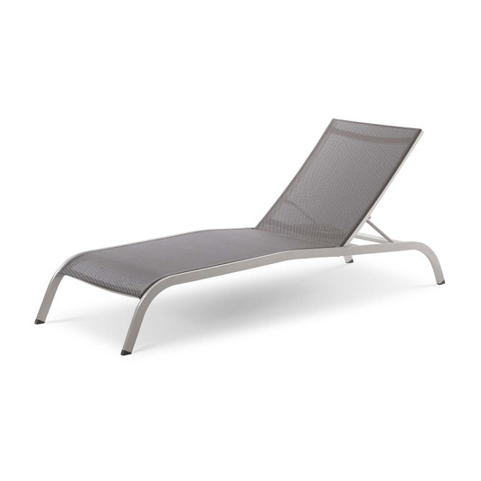 Savannah Outdoor Patio Mesh Chaise Outdoor Patio Lounge Chair, Aluminum, Grey Gray, 18078