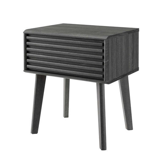 Render End Table, Wood, Dark Grey Gray, 18179
