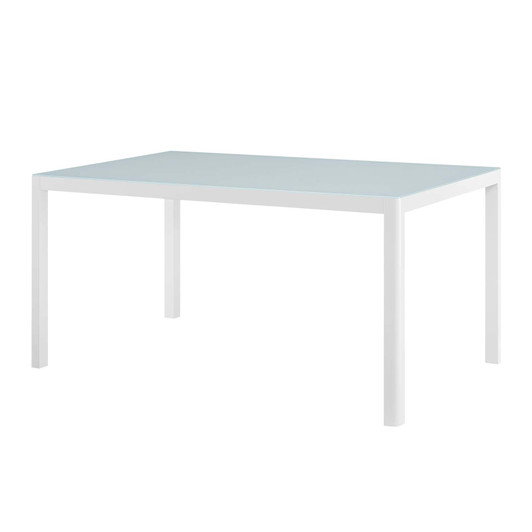 Raleigh 59" Outdoor Patio Aluminum Dining Table, Aluminum, Metal, Steel, White, 18227