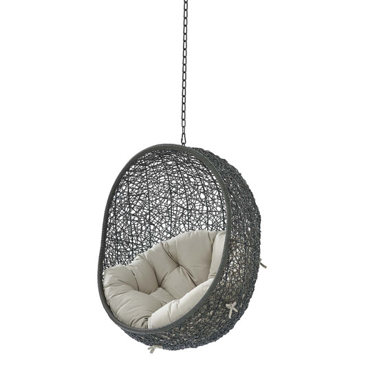 Hide Sunbrella® Fabric Swing Outdoor Patio Lounge Chair Without Stand, Grey Gray Beige, 18241