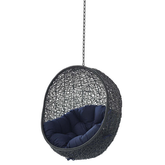 Encase Sunbrella® Fabric Swing Outdoor Patio Lounge Chair Without Stand, Black Navy Blue, 18251