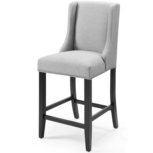 Baron Upholstered Fabric Counter Stool, Fabric, Wood, Light Grey Gray, 18322