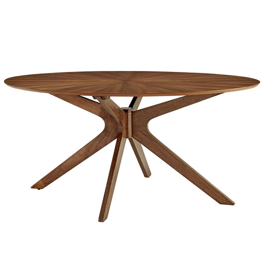 Crossroads 63" Oval Wood Dining Table, Wood, Brown Walnut, 18579