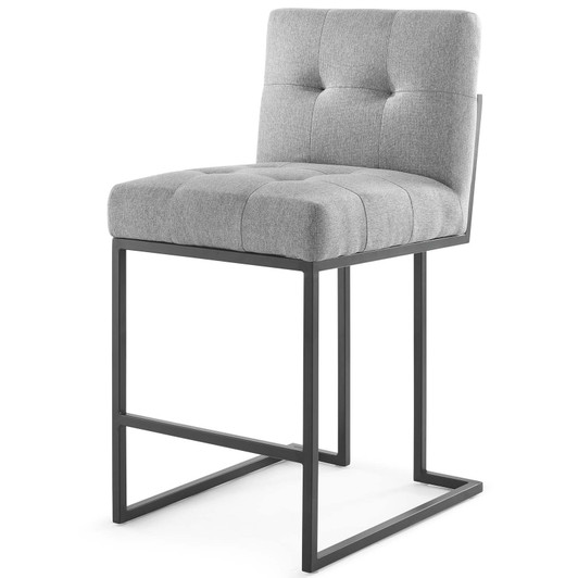 Privy Black Stainless Steel Upholstered Fabric Counter Stool, Fabric, Metal Steel, Black Grey Gray, 18595