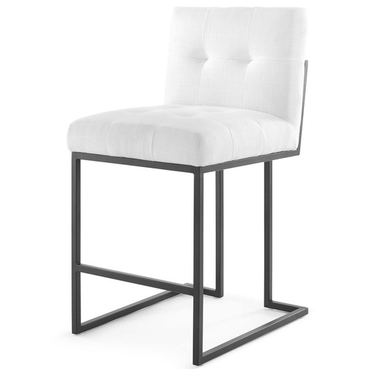 Privy Black Stainless Steel Upholstered Fabric Counter Stool, Fabric, Metal Steel, Black White, 18596