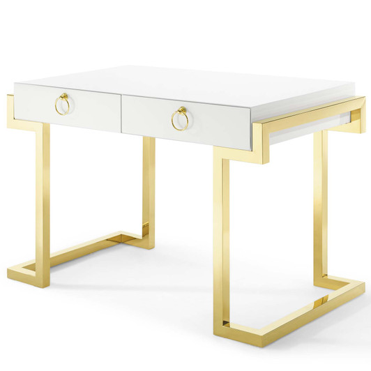 Ring Office Desk, Wood, Metal Steel, Gold White, 18620