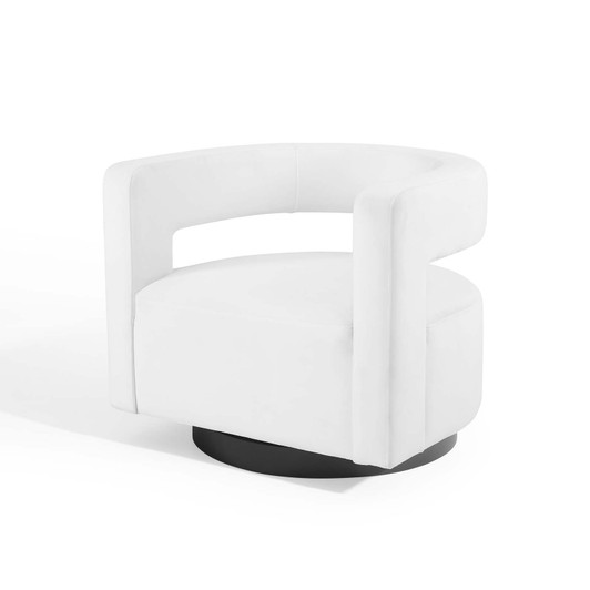 Spin Cutaway Performance Velvet Swivel Armchair, Velvet, White, 18832