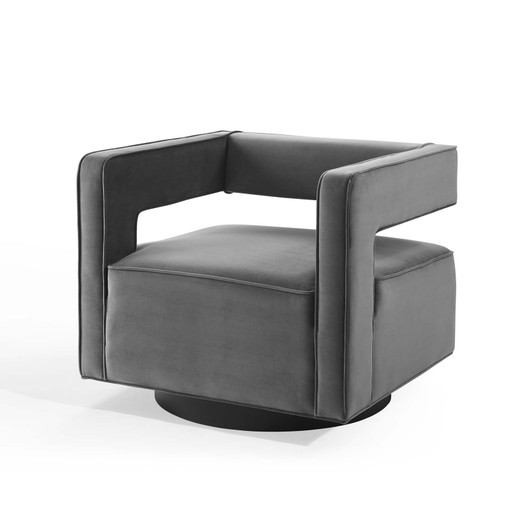 Booth Performance Velvet Swivel Armchair, Velvet, Grey Gray, 18834