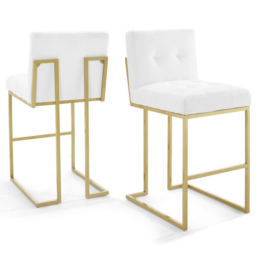 Privy Gold Stainless Steel Performance Velvet Bar Stool Set of 2, Velvet, Metal Steel, Gold White, 19418