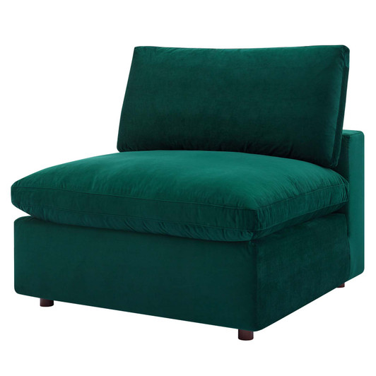 Commix Down Filled Overstuffed Performance Velvet Armless Chair, Velvet, Green, 19867