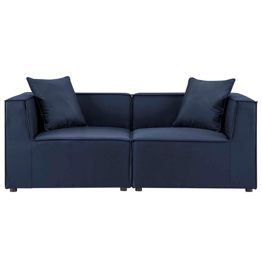 Saybrook Outdoor Patio Upholstered 2-Piece Sectional Sofa Loveseat, Fabric, Blue Navy, 19890