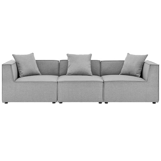 Saybrook Outdoor Patio Upholstered 3-Piece Sectional Sofa, Fabric, Grey Gray, 19897