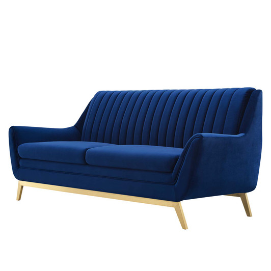 Winsome Channel Tufted Performance Velvet Sofa, Velvet, Blue Navy, 19985
