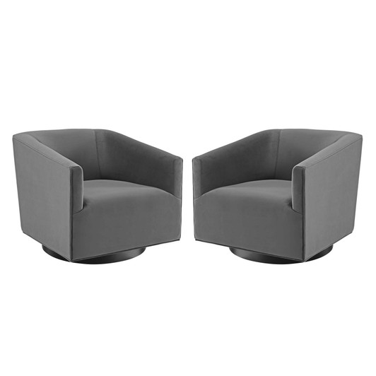 Twist Swivel Chair Performance Velvet Set of 2, Velvet, Grey Gray, 20041